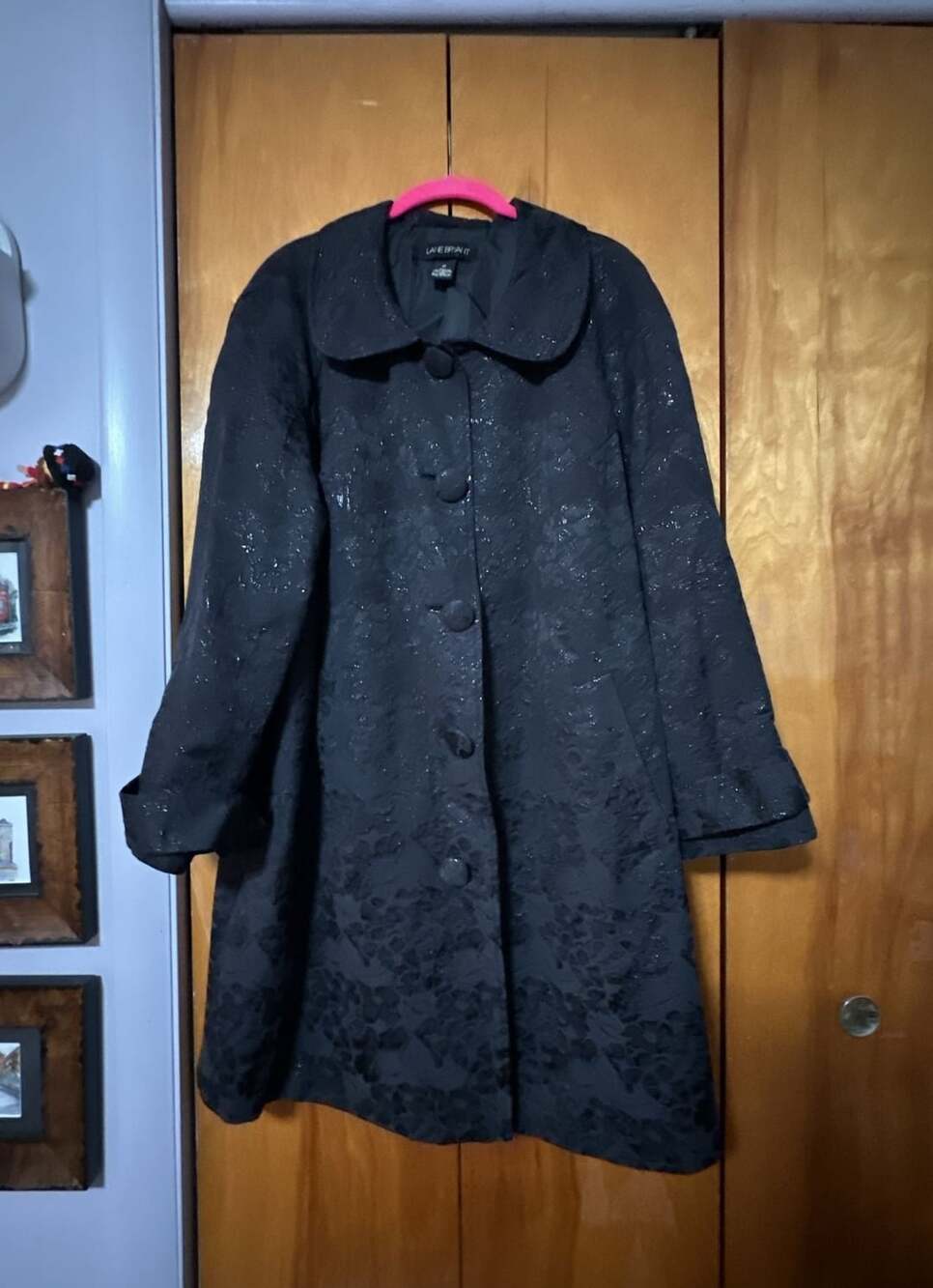 Lane Bryant Coat Size 20 Black Floral Brocade Shimmer Evening Jacket